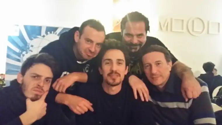 I cinque sul palco delle selezioni di Castrocaro, febbraio 2014
